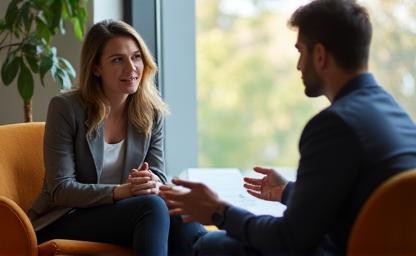 Coach and client having a productive discussion.