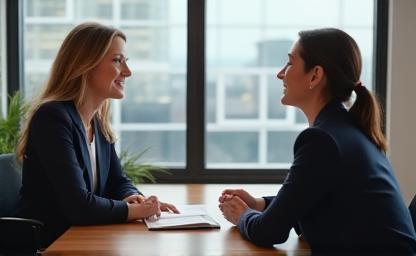 Career coach providing feedback during a mock interview.